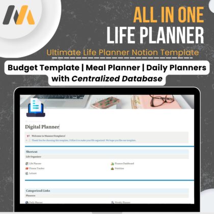 Notion Template  Notion Dashboard  Notion Planner  All in One Minimal Notion with budget template finance tracker notion template life
