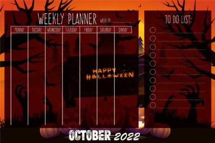 Halloween Weekly To Do List Planner for Spooky October Fall printable sticker EDITABLE