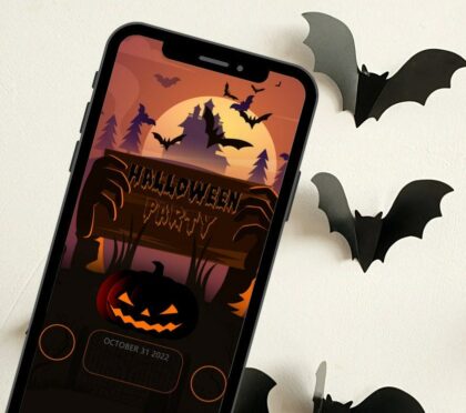 Digital Halloween Party Card Halloween Invitation Printable Card png svg