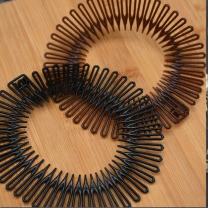 Pack of 2 Flexi Comb Zig Zag Hair Bands, Circular Headband, Circle Comb, Black or Brown, hair comb Barrette
