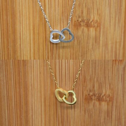 Intertwined Heart Pendant Necklace Symbol of Love and Unity Gold Silver chain Personalised Gift Tag