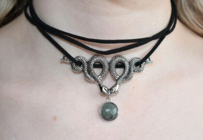 Snake Choker Layered Necklace Labradorite Witch Gothic Halloween Jewellery Gift