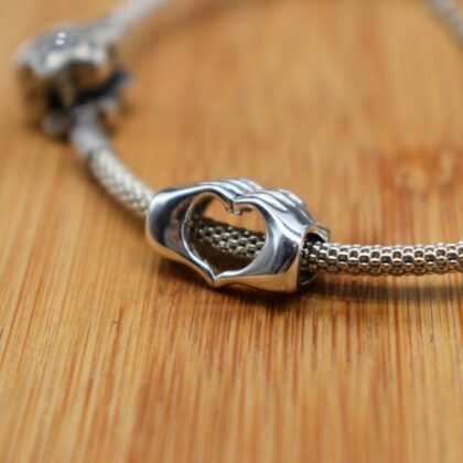 Love Hearts Hand Charm I Love You Sterling Silver Heart in Your Hands Pandora Charm Bracelets