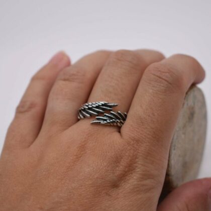 Angel Wings Ring Sterling Silver Minimalist Silver Guardian Adjustable Protection Ring for Women and Men Perfect Angel Wing Gift
