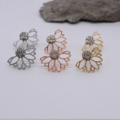 Lotus Flower Stud Earrings 3 in 1 Earrings Gold Silver Rose Gold