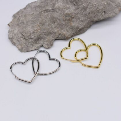 Love Heart Hoop Earrings Sterling Silver 18k Gold Plated Large or Small Cute Earrings Personalised Gift Tag