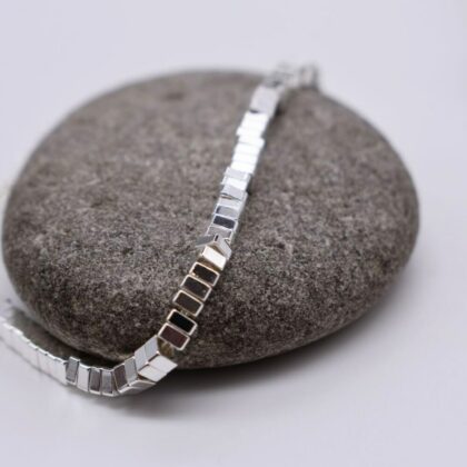 Sterling Silver Bracelet Delicate & Dainty Flower Square Heart Adjustable Bracelet Personalised Gift Tag