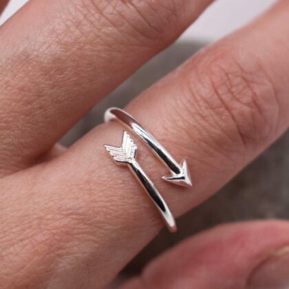 Arrow Wrap Ring Sterling Silver Open Ring Adjustable Mens or Ladies Personalised Gift Tag